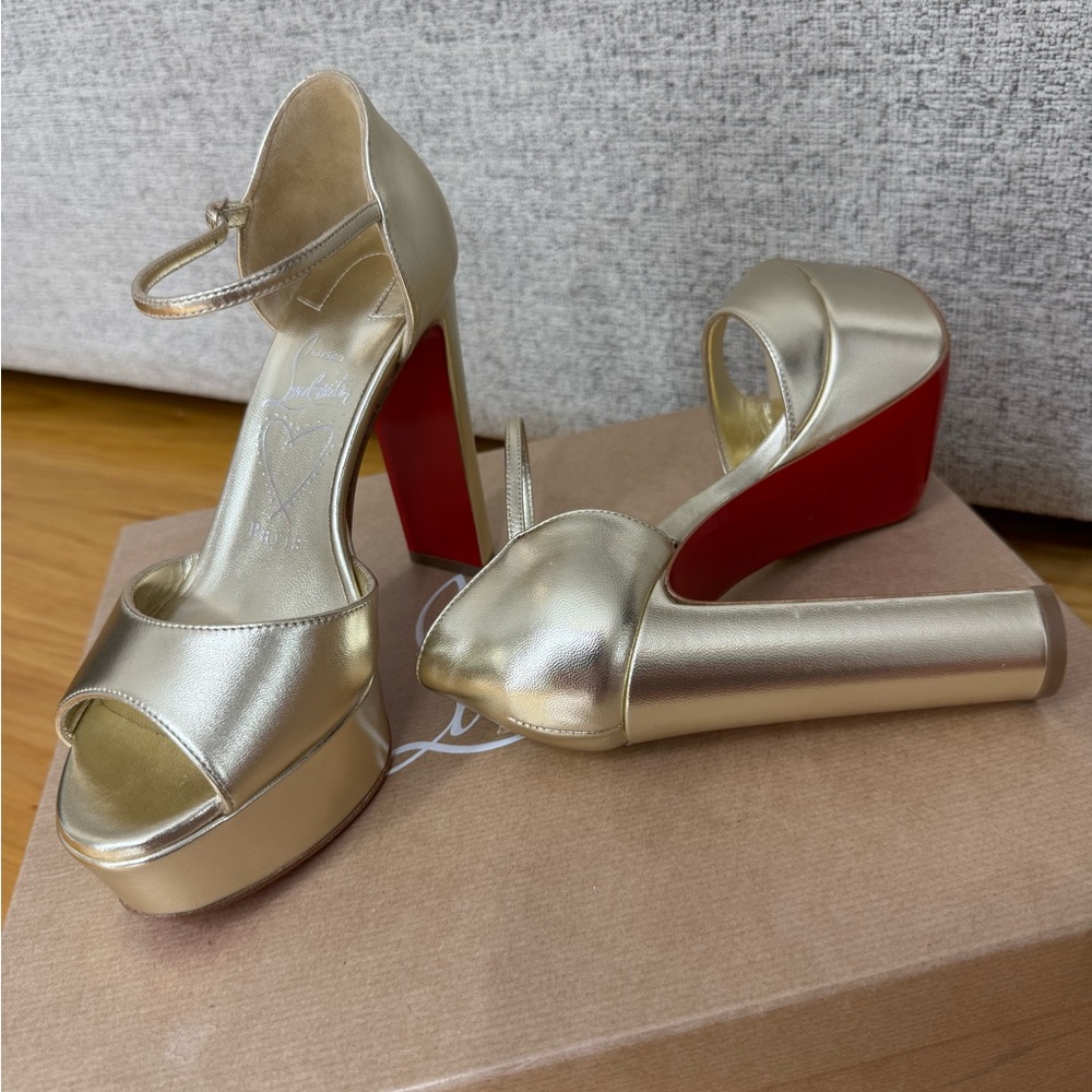 Christian Louboutin Sandaloo Metallic Gold Platform Heels